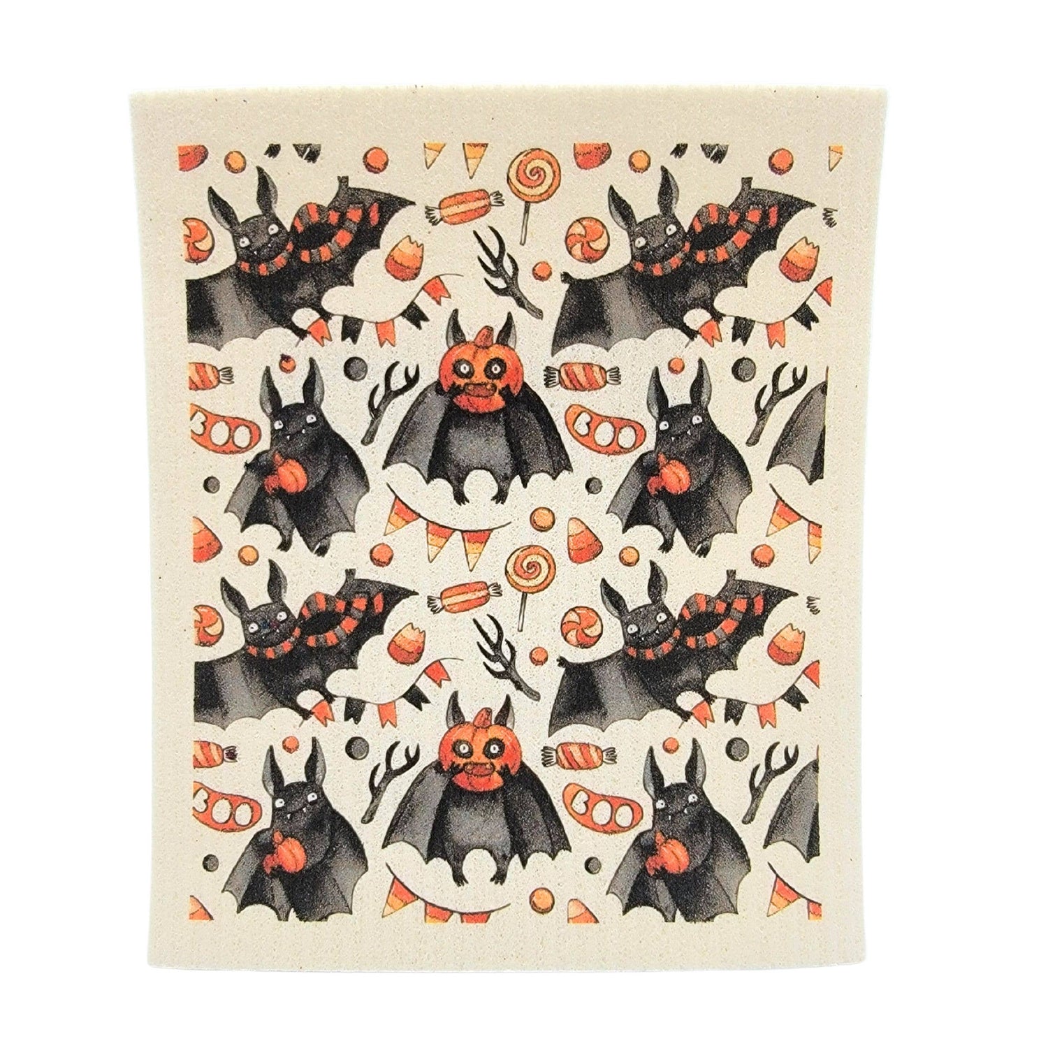 Boo Bat Fall Pattern Swedish Dishcloth - Halloween Decor - The Mirrored Past