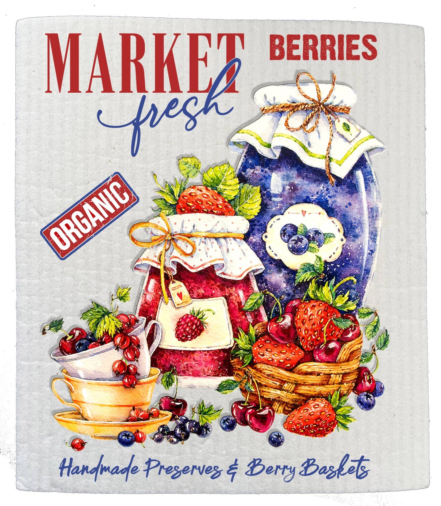 Farm Fresh Berries Preserves  Kitchen SWEDISH DISH CLOTH - The Mirrored Past