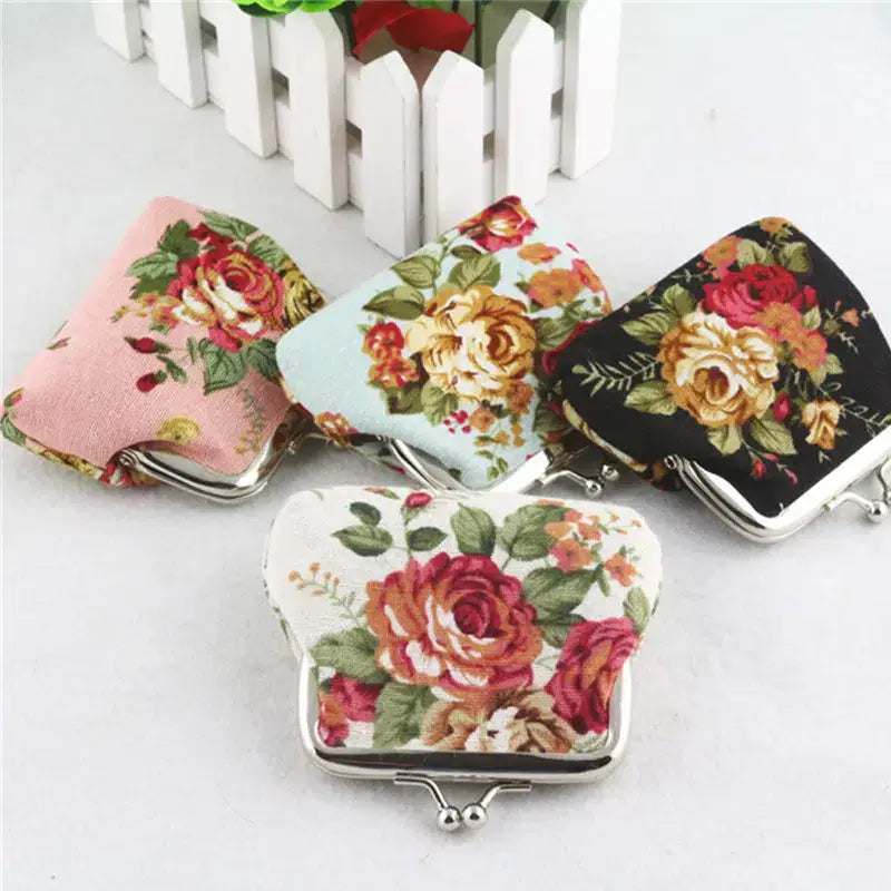 Floral Coin Purse, Cute Small Storage Purse Coins trinkets: Pink - The Mirrored Past