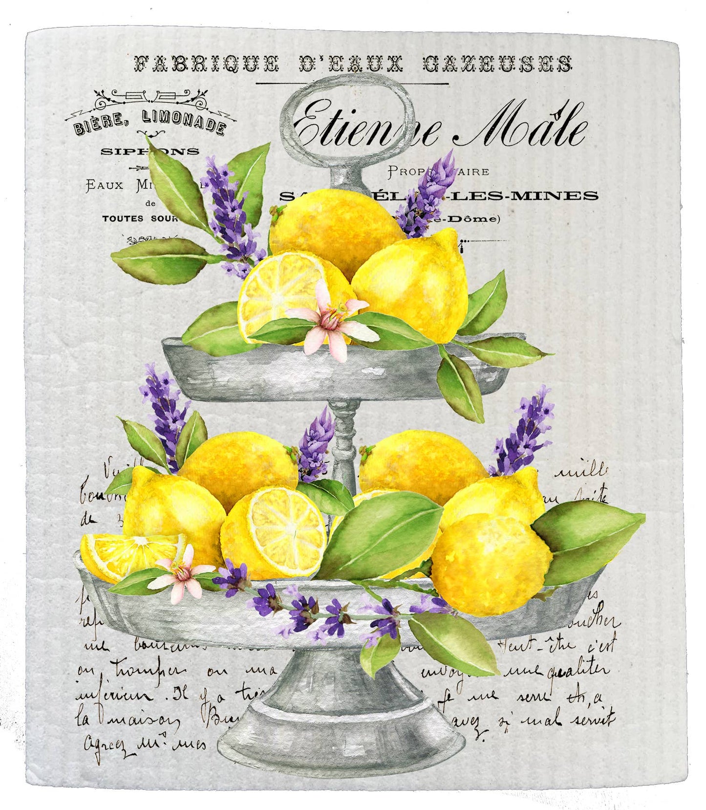 Lemons and Lavender 2 Tier Tray Kitchen SWEDISH DISH CLOTHS - The Mirrored Past