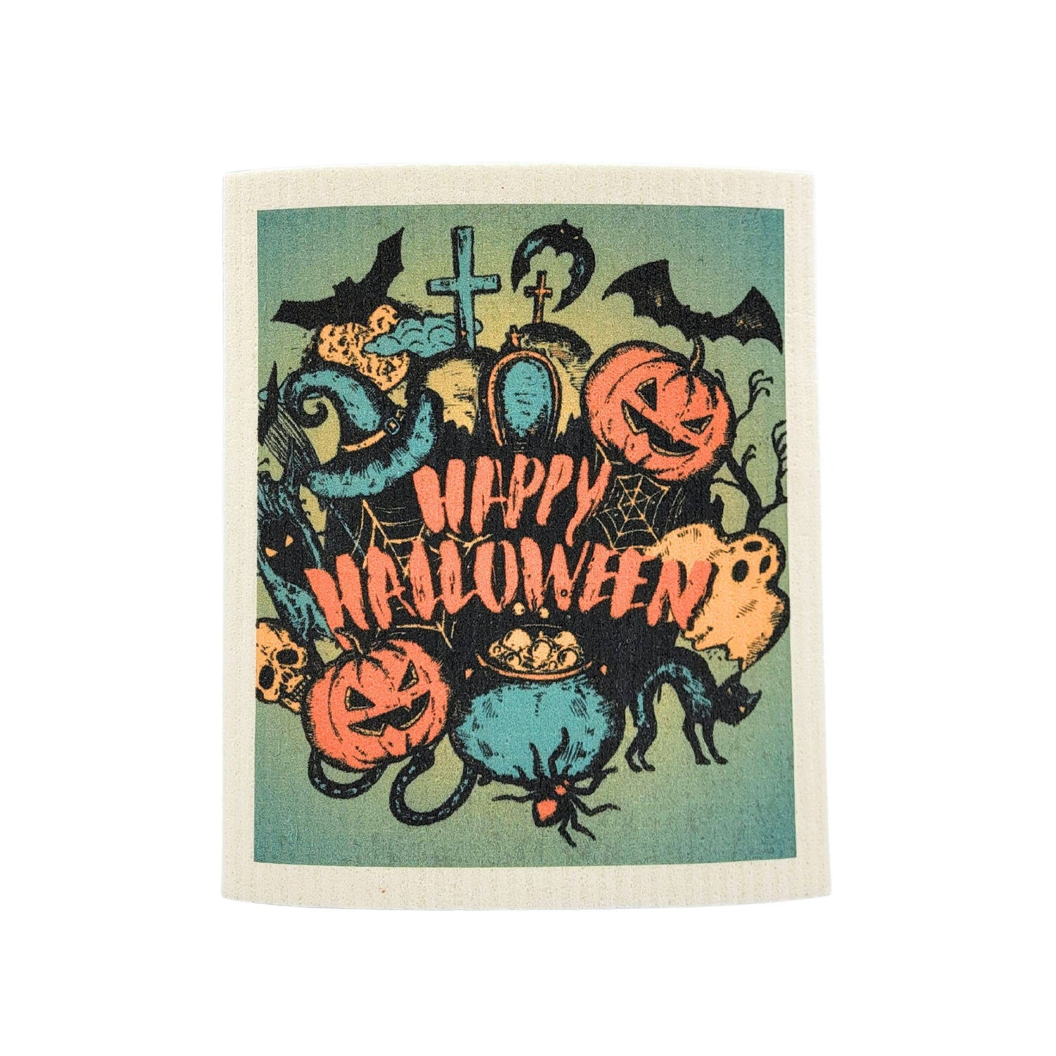 Happy Halloween Collage Swedish Dishcloth - Fall Decor - The Mirrored Past