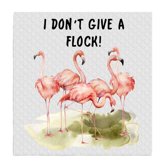 Pink Flamingo I Don't Give A Flock SWEDISH DISH CLOTHS - The Mirrored Past