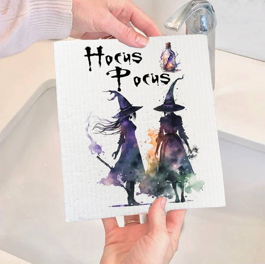 Halloween Hocus Pocus Witches SWEDISH DISH CLOTH - The Mirrored Past