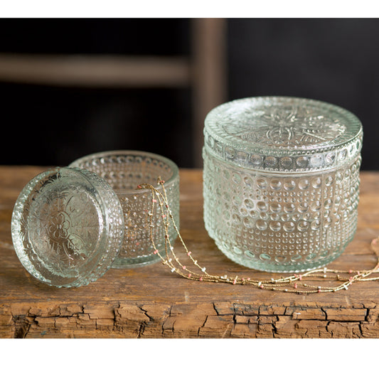 Set of Two Decorative Glass Jars - The Mirrored Past