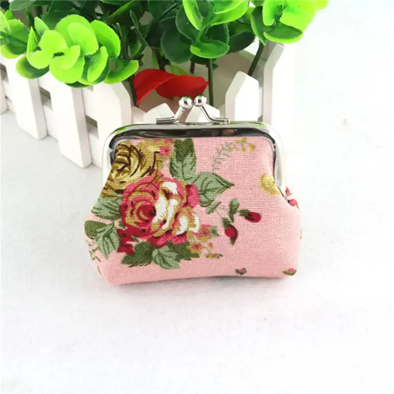 Floral Coin Purse, Cute Small Storage Purse Coins trinkets: Pink - The Mirrored Past